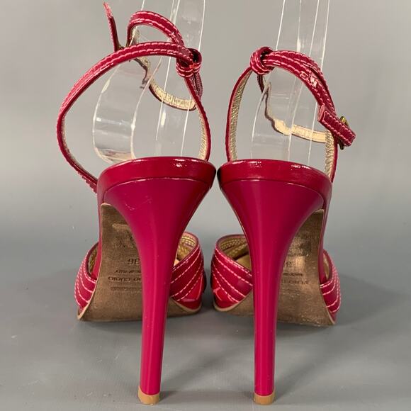 ROBERTO CAVALLI Size 6 Pink Mixed Materials Patent Leather Platform Sandals - Picture 3 of 8